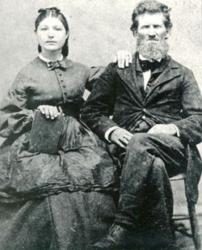 Author Linda Hubalek's ancestor John Pieratt, pictured with his third wife Sarah, homesteaded Kansas in 1854.